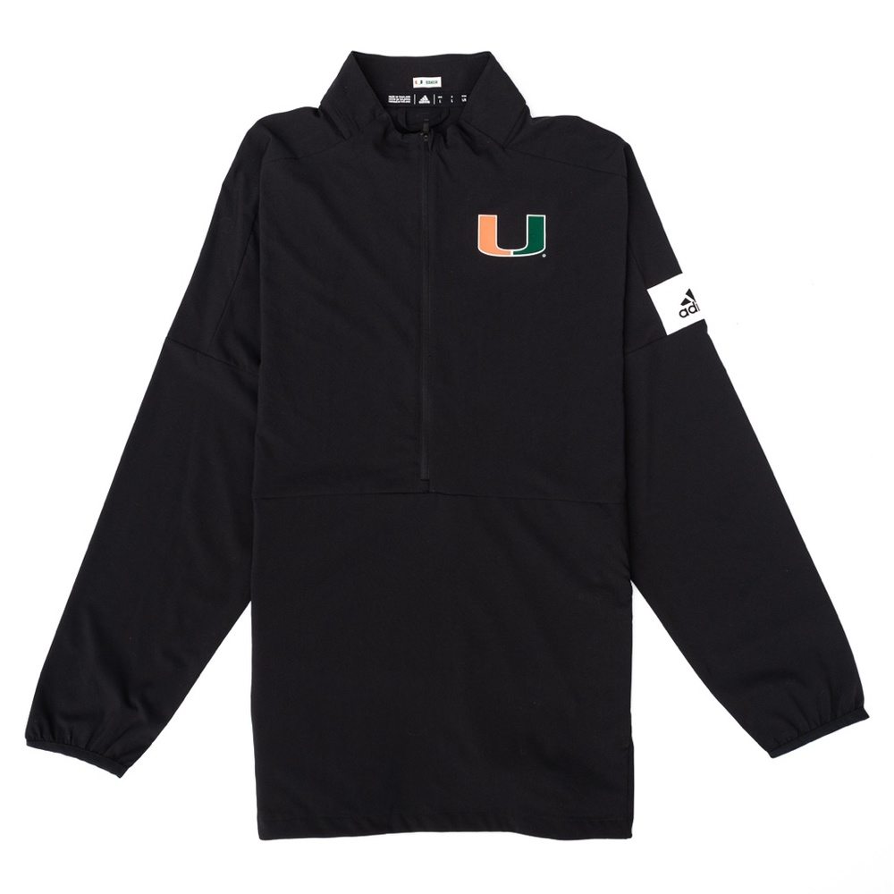 Mens Miami Hurricanes Adidas Half Zip Team Issued Jacket WindBreaker Size Large